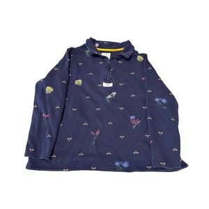 Joules Navy Blue Bee Floral Print Quarter Zip Pullover Sweatshirt Top Women's